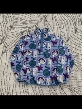 ISO L.L. Bean Purple and Teal Nature Frog Snake Fleece Pullover